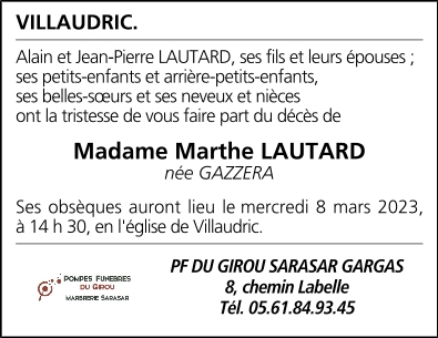 LAUTARD Marthe Née GAZZERA